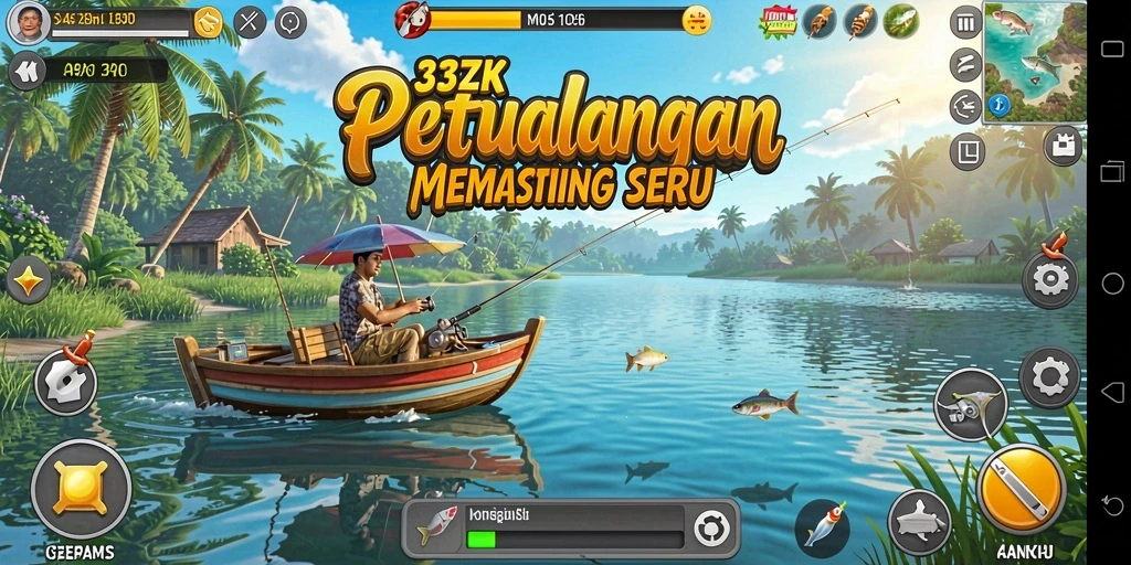 Tampilan gameplay <strong>33ZK</strong> yang menampilkan aksi memancing yang seru.