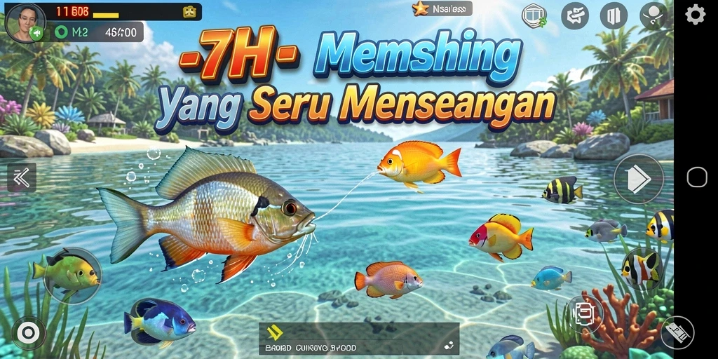 Gameplay 71H yang menampilkan momen menangkap ikan seru.