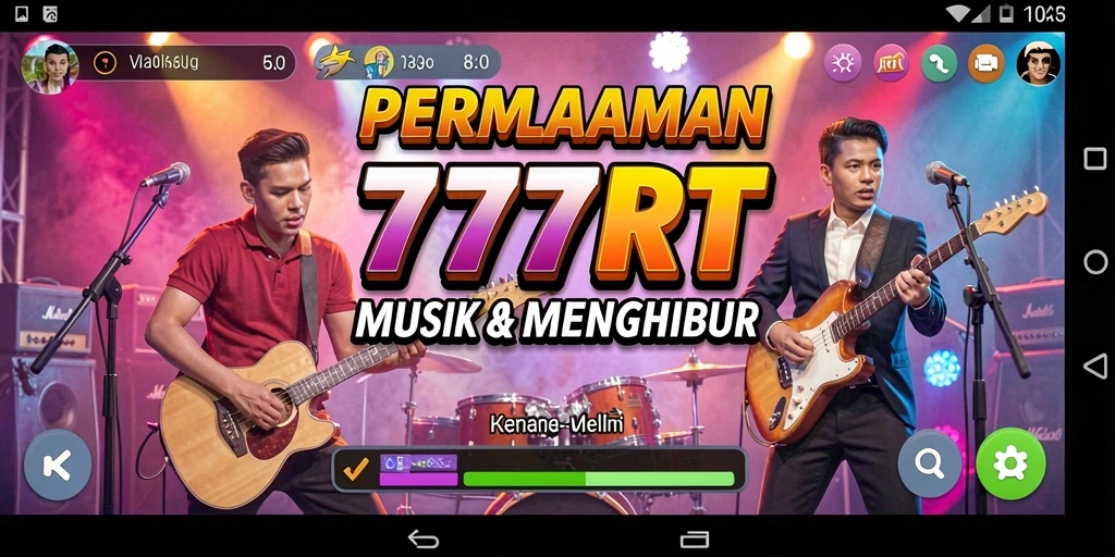 Screenshot utama 777RT menampilkan gameplay seru dalam permainan musik.