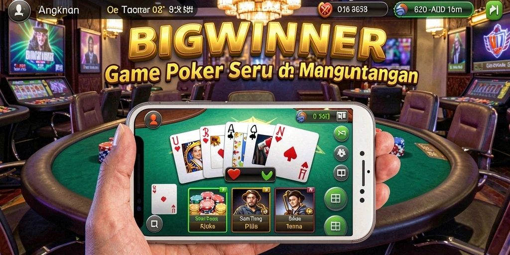 Tampilan utama gameplay Poker BIGWINNER dengan interaksi menarik.