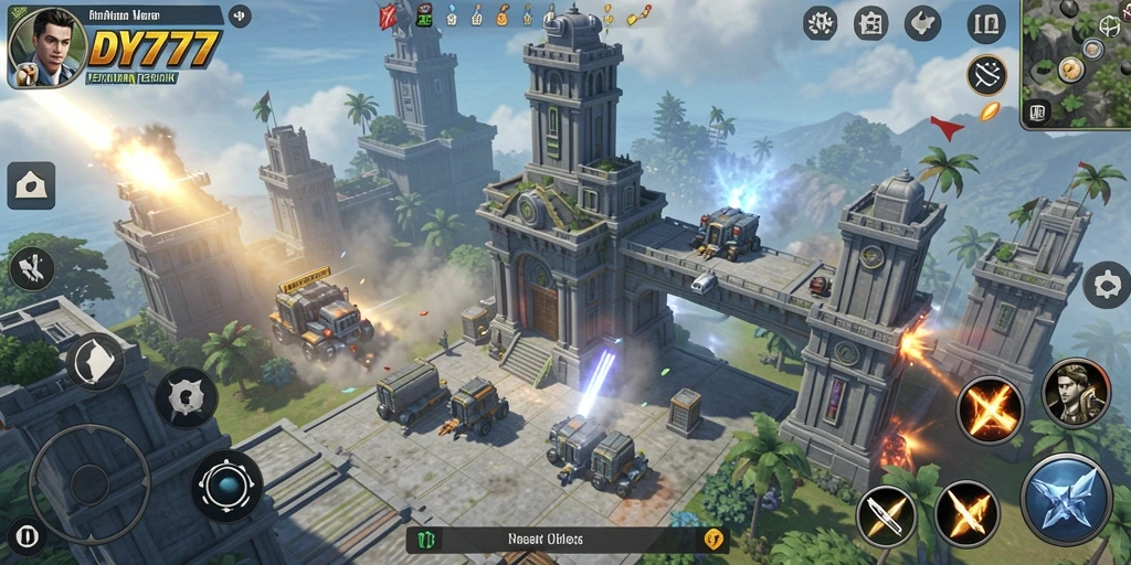 Tampilan gameplay seru DY777 dalam pertahanan menara mengasyikkan.