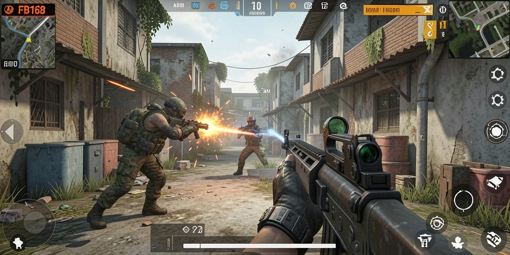 Tampilan gameplay intens dari FB168 dengan aksi tembak-menembak yang seru.