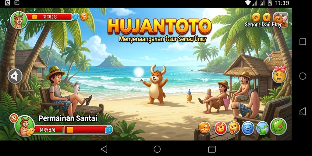 Tampilan gameplay HUJANTOTO yang ceria dan mengasyikkan.