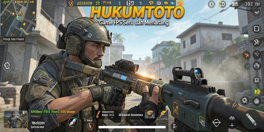 Screenshot gameplay HUKUMTOTO menampilkan aksi tembak-menembak yang mendebarkan.
