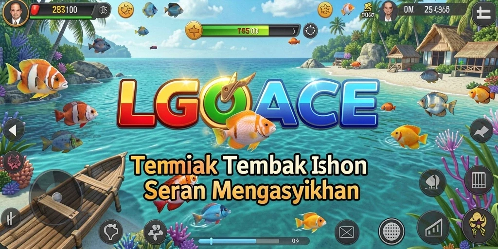 Tampilan gameplay seru dalam LGOACE saat menembak ikan.