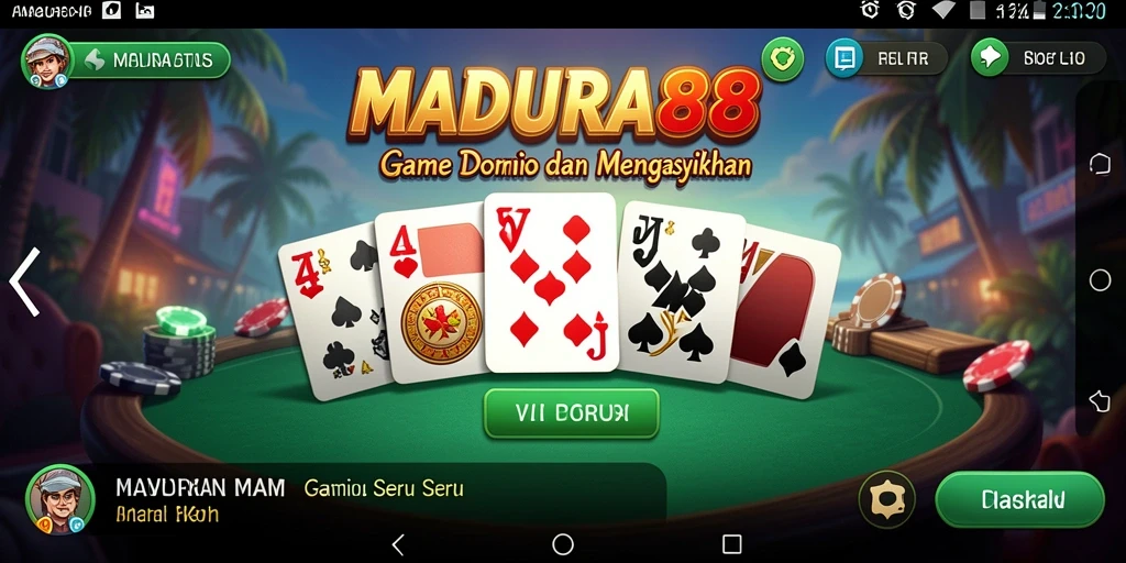 Tampilan gameplay seru di MADURA88 yang menampilkan aksi domino.