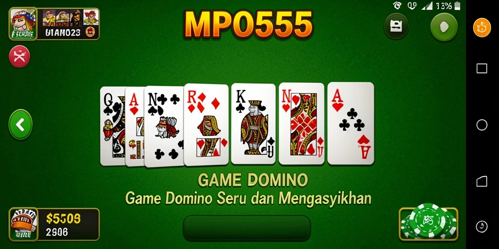 Screenshot MPO555 menampilkan aksi seru gameplay Domino.
