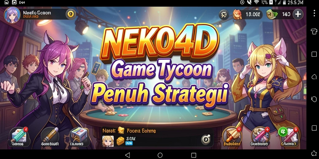 Screenshot gameplay NEKO4D menampilkan karakter dan aktivitas manajemen yang menarik.
