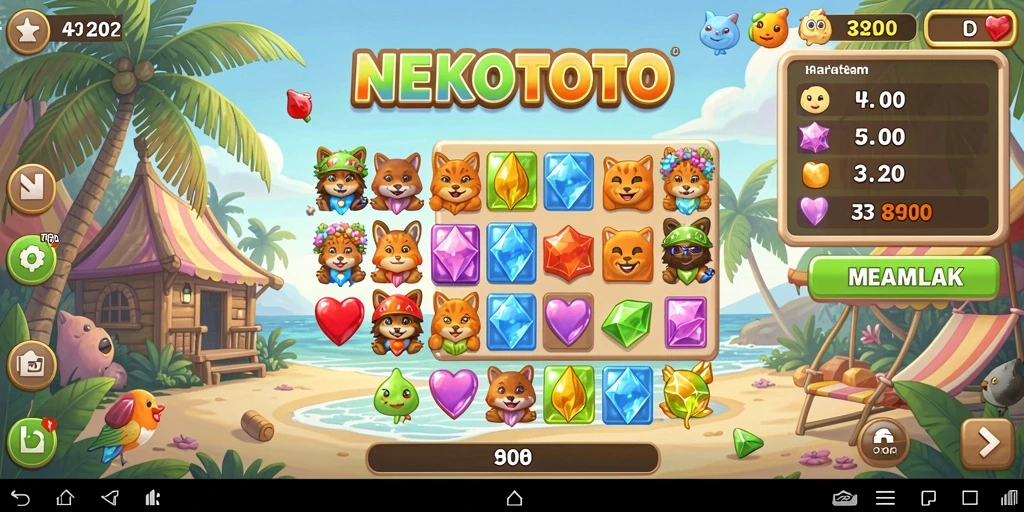 Tampilan gameplay NEKOTOTO yang seru dalam genre Match-3.