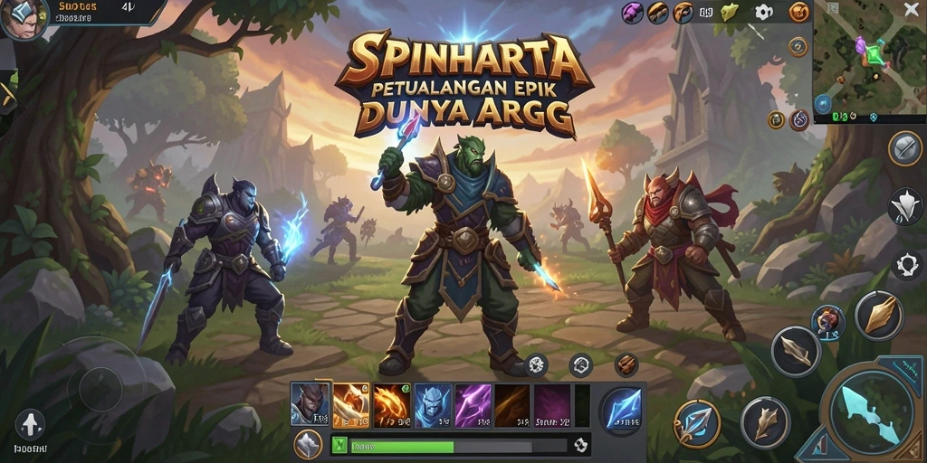 Gameplay SPINHARTA menampilkan aksi seru dan pertarungan yang mendebarkan.
