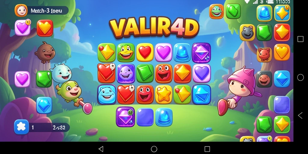Tampilan gameplay menarik dari VALIR4D dengan tantangan Match-3.