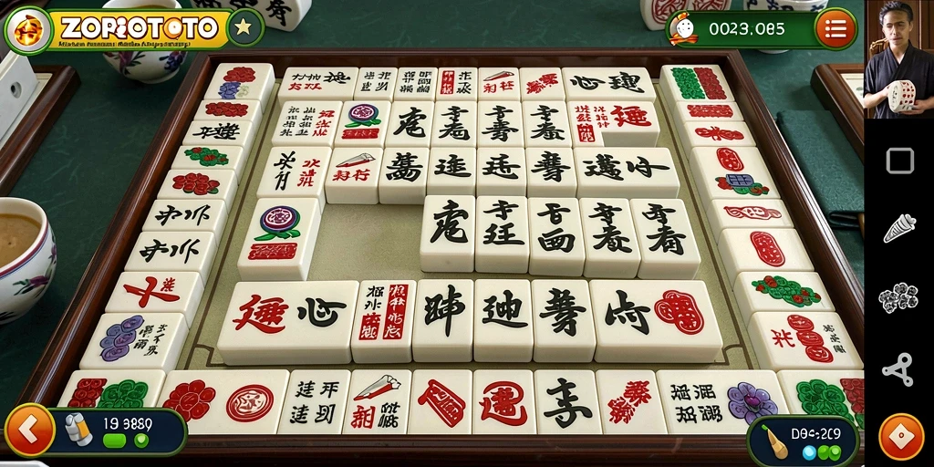 Tampak screenshot gameplay ZOROTOTO yang menampilkan serunya permainan Mahjong.